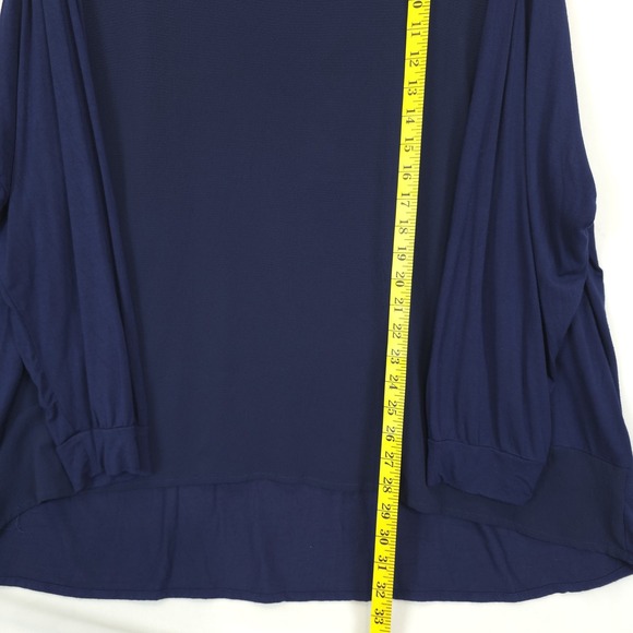 Lane Bryant Knit Modal Spandex Shirt Women 26/28 Blue Long Sleeve Mix Fabrics - Picture 4 of 11